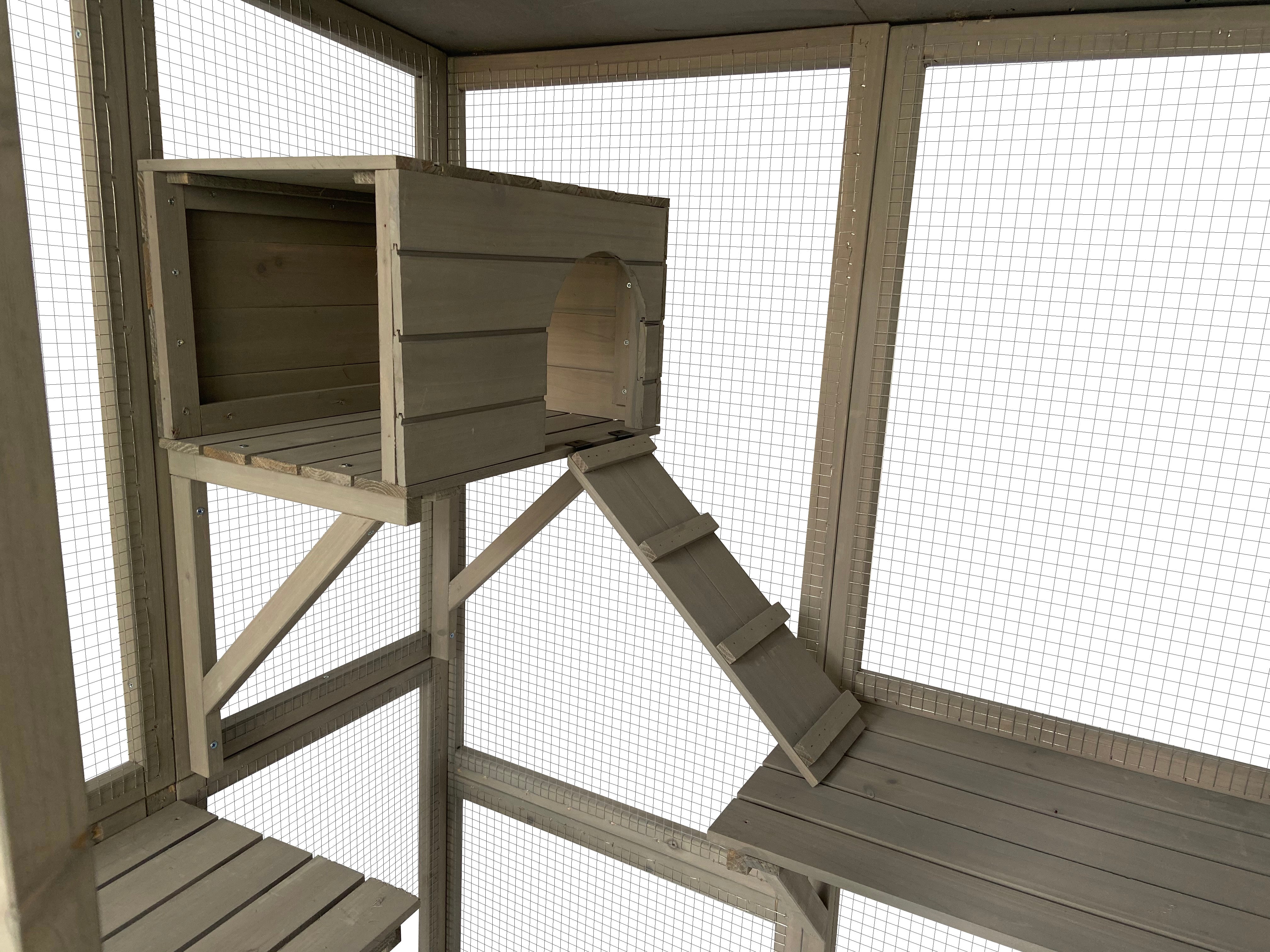 Samland Wooden Cat Cage Walk in Cat Condo House Kitten Ferret Enclosure Cage โ image 3