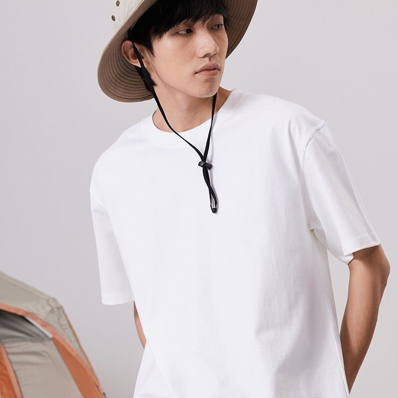 270g Cotton T Shirt Men Short Sleeve Crewneck White L (suitable for 62.50 kg-70.00 kg — image 4