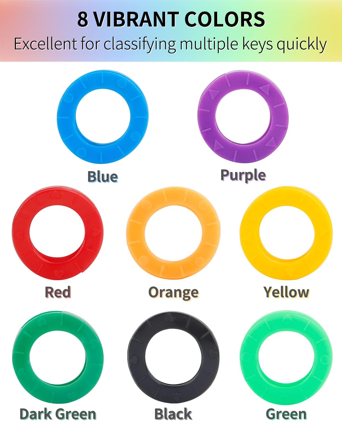 24 Pack 0.8 Inch Round Key Caps Covers Key Identifiers Markers Protectors for Small Regular Round Flat House Keys (Not Suitable for Odd-Shaped Keys), 8 Colors โ image 5