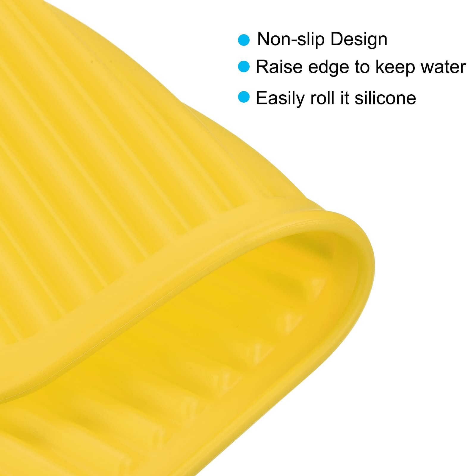Dish Drying Mat Set, 2 Pcs 12" x 9" Silicone Sink Drain Pad Heat Resistant Suitable for Kitchen Counter, Fridge, Drawer - Yellow β image 3