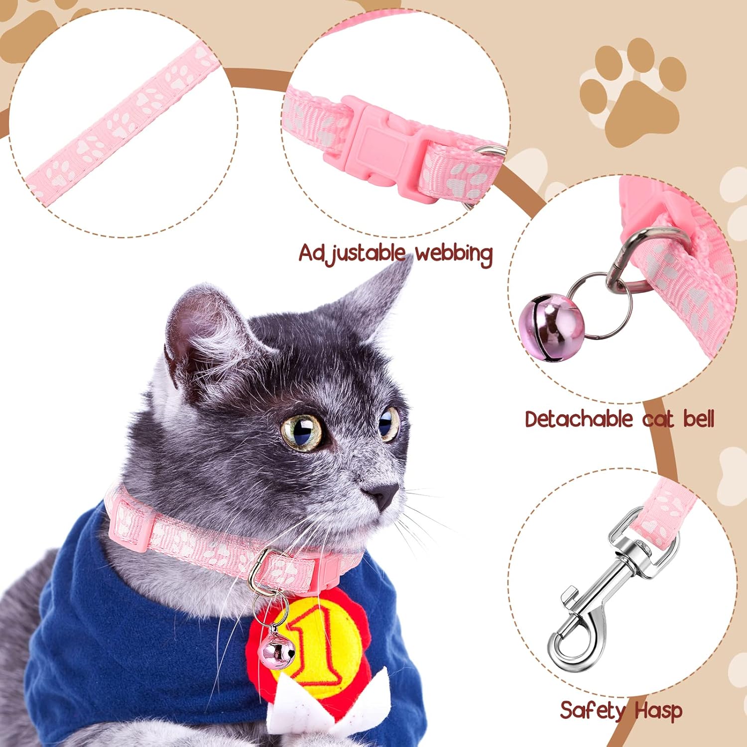 Amylove 48 Pcs Dog Collar and Leash Set, Polypropylene Adjustable Puppy Collars for Medium Dogs Small Pet Puppy Walking Training with Hook and โ image 2