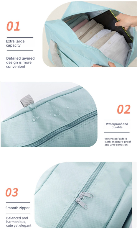 Pink Foldable Travel Duffel Bag – Lightweight, Waterproof Oxford Fabric Storage Bag for Short Trips, Moving(5-Piece Set) — image 5