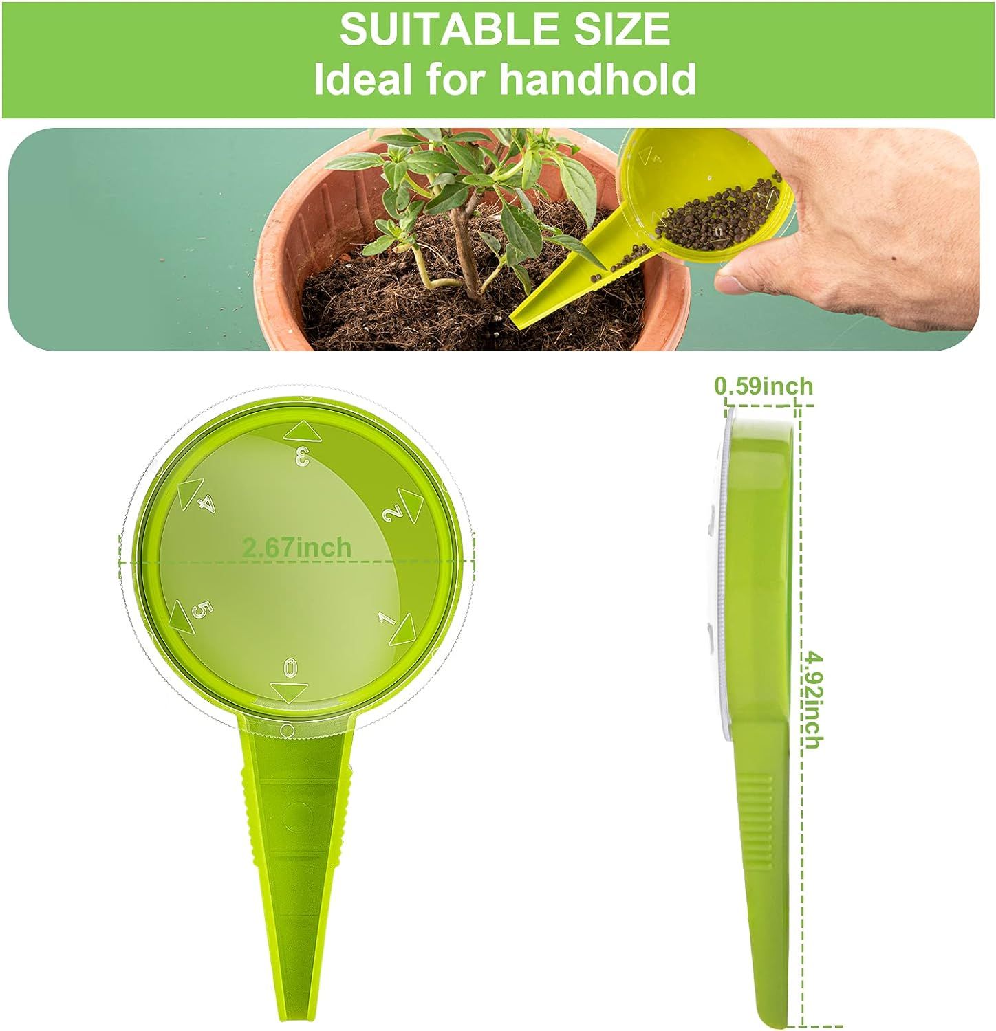 Sowing Seed Dispenser Hand Tool, 6 Pack Handheld Garden Seeder Sower Planter with 5 Dial Settings, Ideal for Small Seeds — image 3