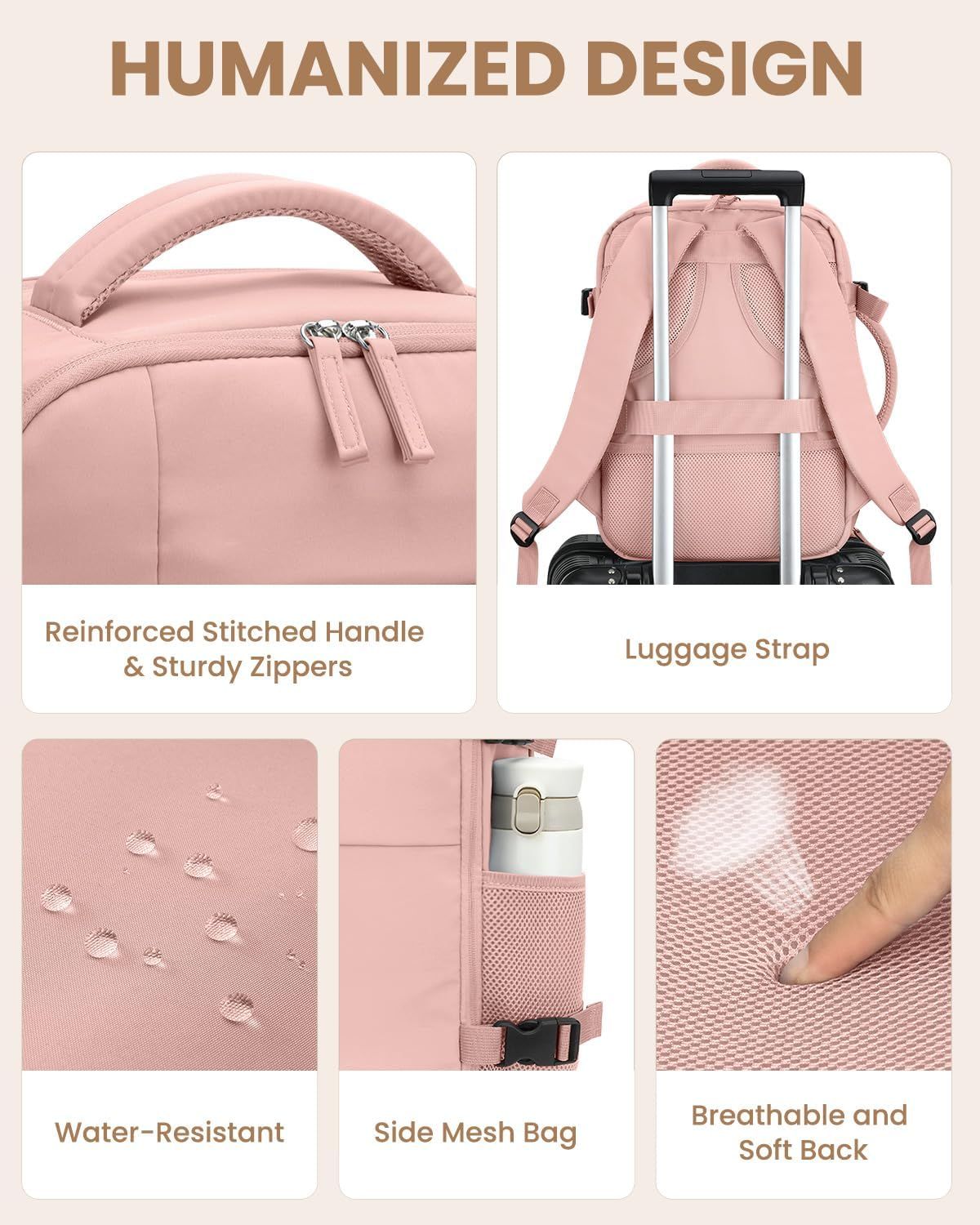 Travel Backpack for Women Man, Waterproof Personal Item Travel Bag Airline Approved Laptop Backpack Bookbag Weekender bags for Business,Travel, Work Fits 15.6 — image 6