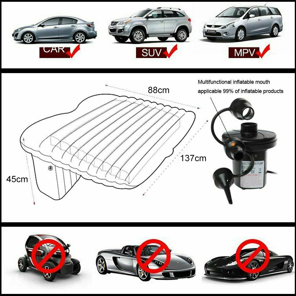 Inflatable Car Back Seat Mattress Portable Camping Travel Air Bed โ image 3