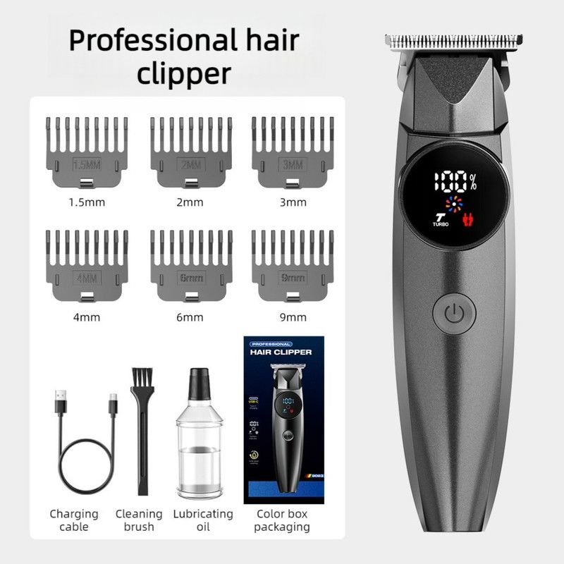 Professional Electric Hair Clipper, Type-C Rechargeable Hair Trimmer for Salons, Home Use, Adults & Kids—Black