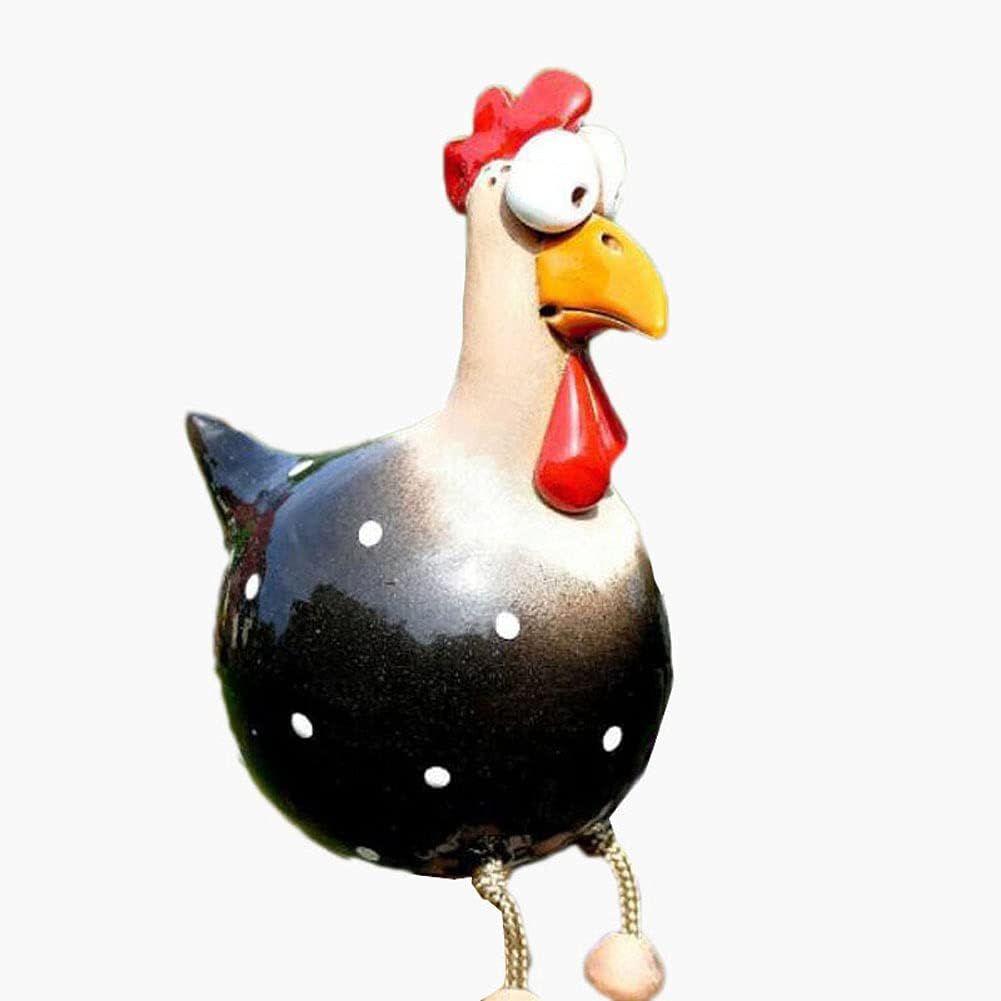 Resin Chicken Sculpture,Resin Rooster Ornaments Funny Chicken Decor Ceramic Garden Statues Art Outdoor Yard Decorative(Black) — image 4