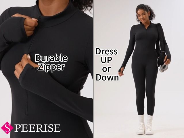 Long Sleeve Zip-Up Jumpsuit for Yoga, Fitness, Everyday Wear and Stylish Occasions, M (beige) — image 6
