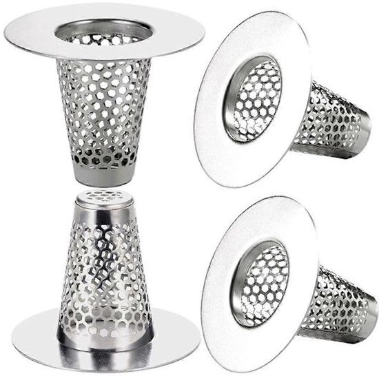 Bathroom Drain Filters - For 1.2-1.6 Inch Drain Holes - Small 1 Inch Conical Stainless Steel Filter - Pack of 4