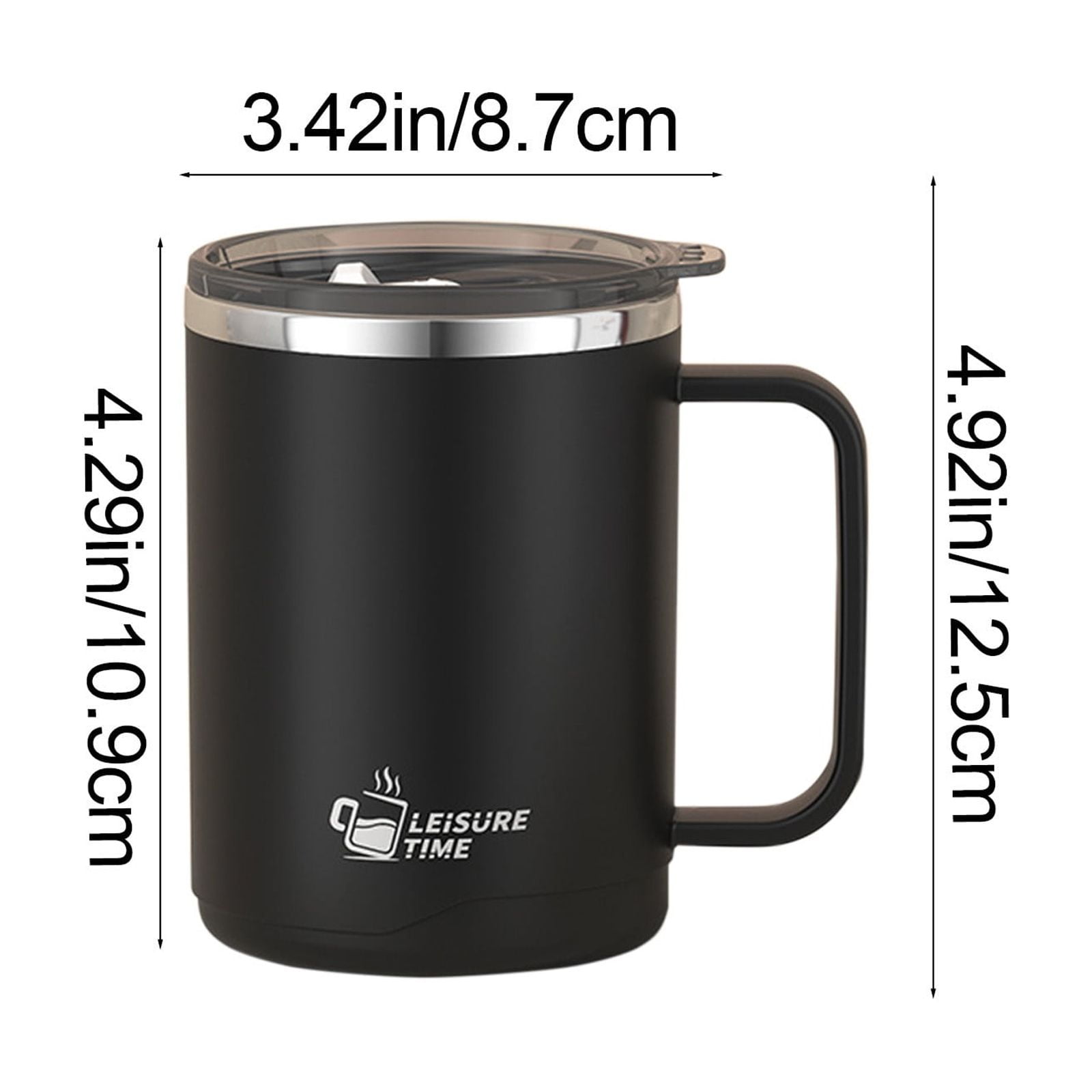 Insulated Coffee Mug with Handle & Lid - 17oz Stainless Steel Travel Tumbler, Double Wall Vacuum (Black) by 01_【Limited Edition】 2026 New Model Smart Coffee — image 4