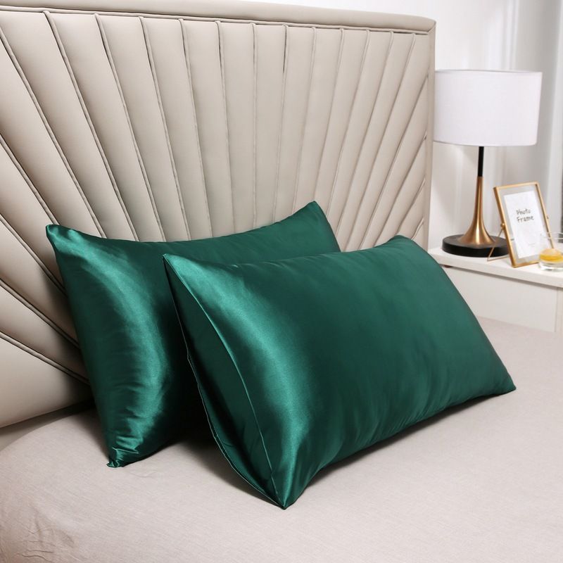 Pillowcase Polyester 60 Thread Count Solid Color Emerald Green 50 × 66cm【pack of 2】