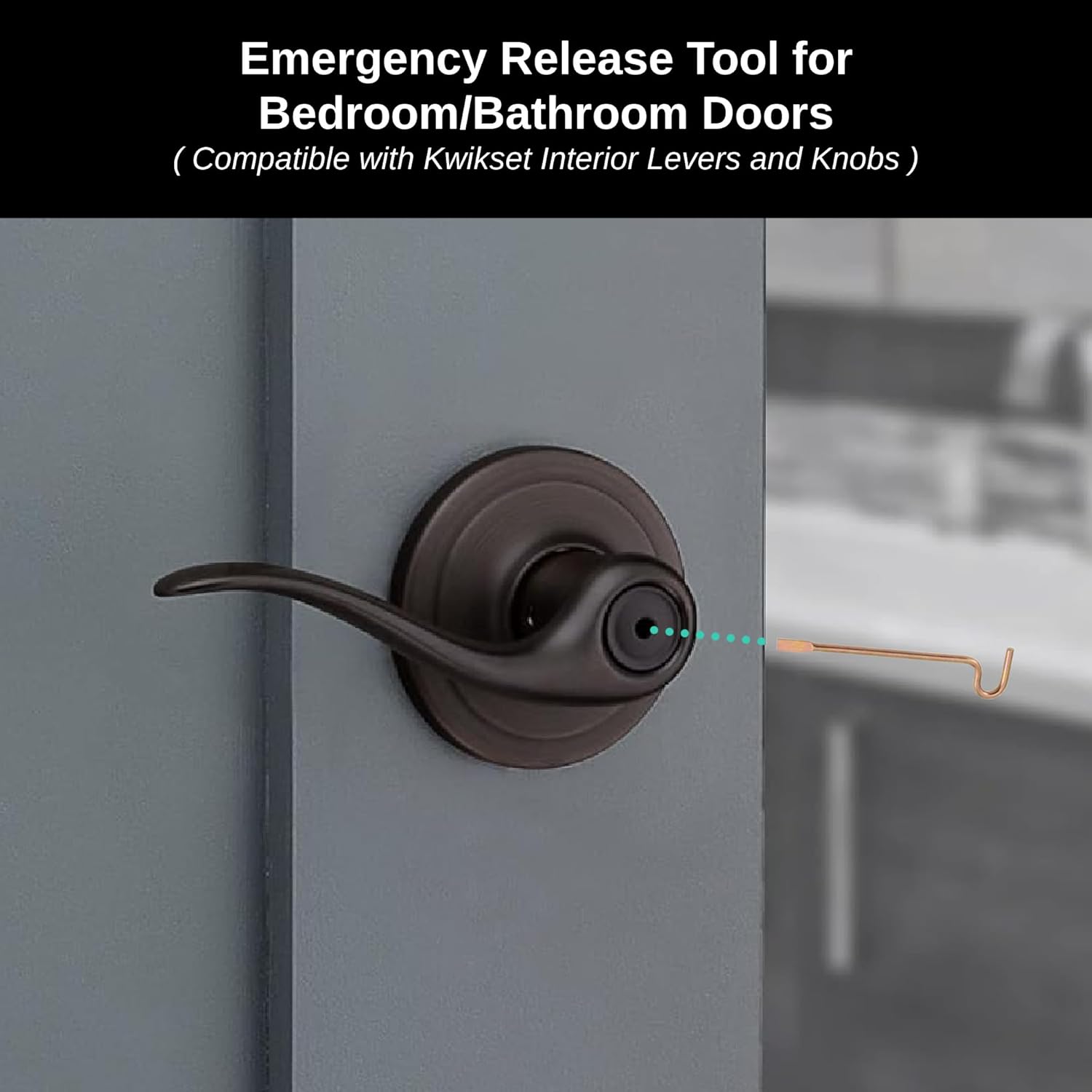 Bedroom/Bathroom Door Steel Emergency Key Pins Compatible with Kwikset Interior Levers and Knobs (10), Gold Color โ image 3