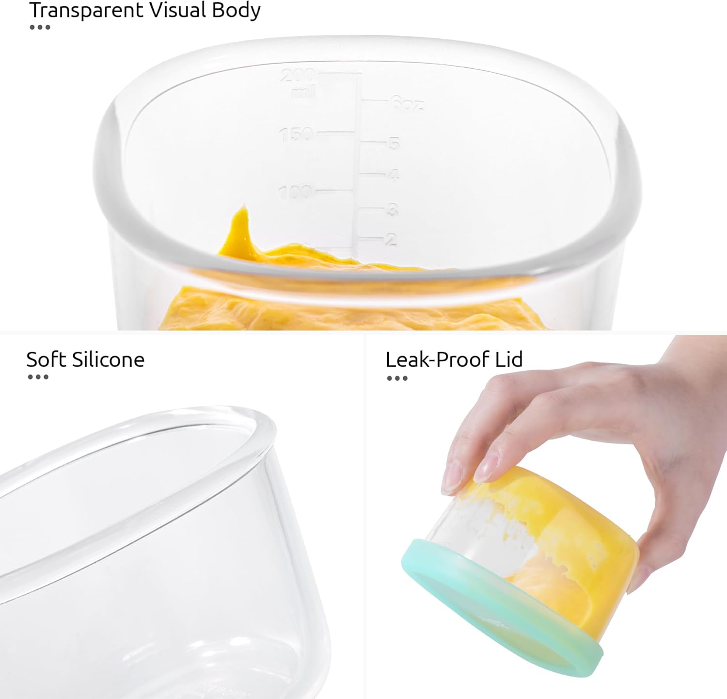 3oz 6oz Small Storage Containers: Food Grade Liquid-Silicone Freezer Box with Airtight Lid, Microwave Safe with Clear Measurements, Reusable for Meal Prepping — image 6