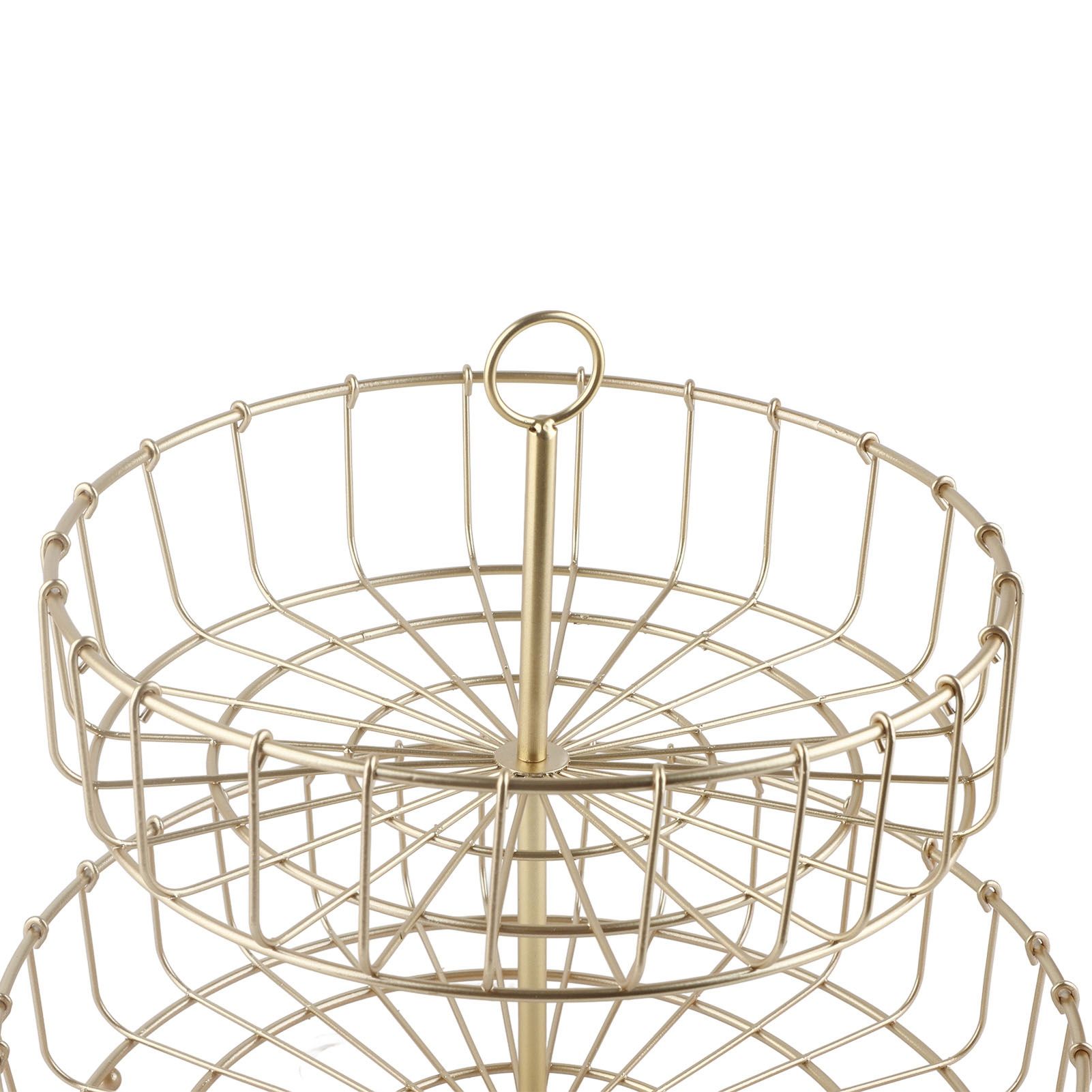 2 Tier Fruit Basket Iron Round Golden Nordic Household Snack Storage Tray for Party Desktop Kitchen โ image 6