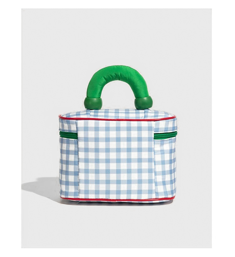 Blue And Green Chic Gingham Plaid Cosmetic Bag - Large Capacity Portable Travel Toiletry Organizer, Water-Resistant โ image 3