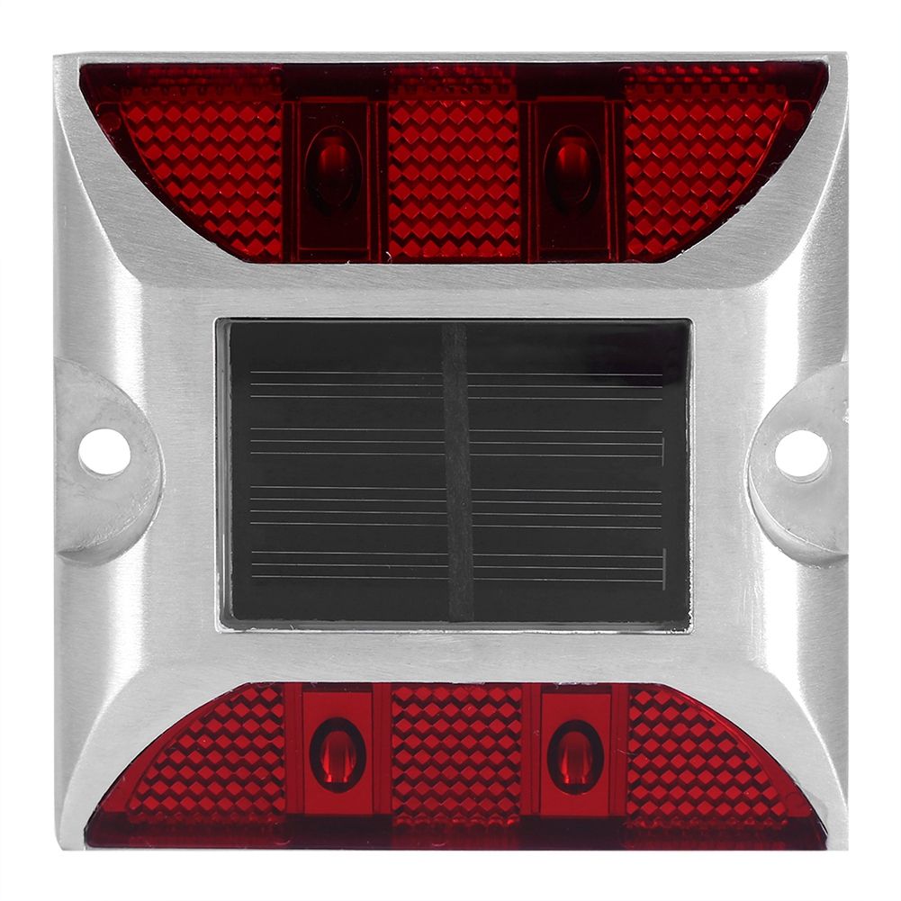 Aluminum Alloy Solar Power Waterproof 4 LED Lamp Outdoor Road Driveway Pathway Light Red