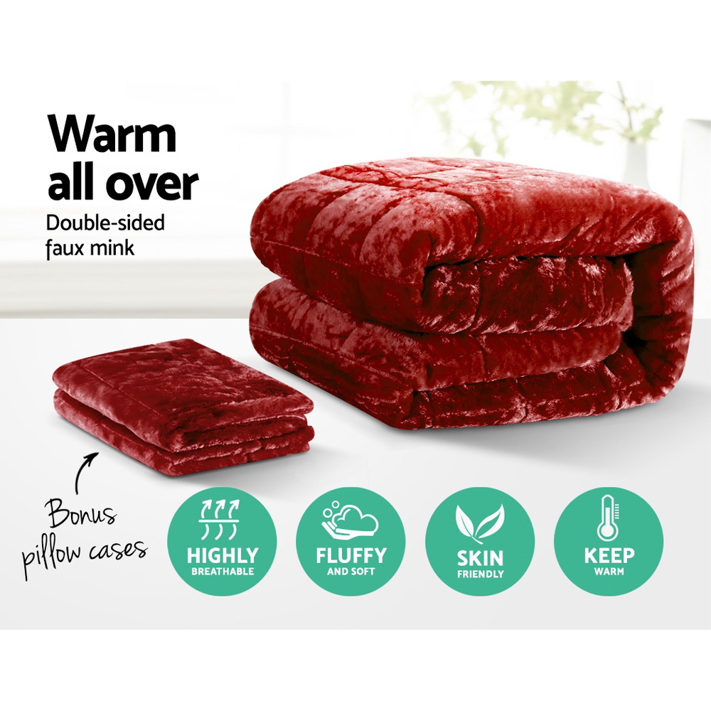 Giselle Bedding Faux Mink Quilt Burgundy Queen — image 3