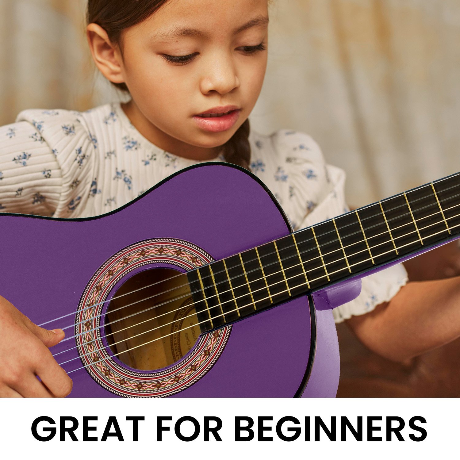 Karrera 34in Acoustic Children no cut Guitar - Purple — image 6