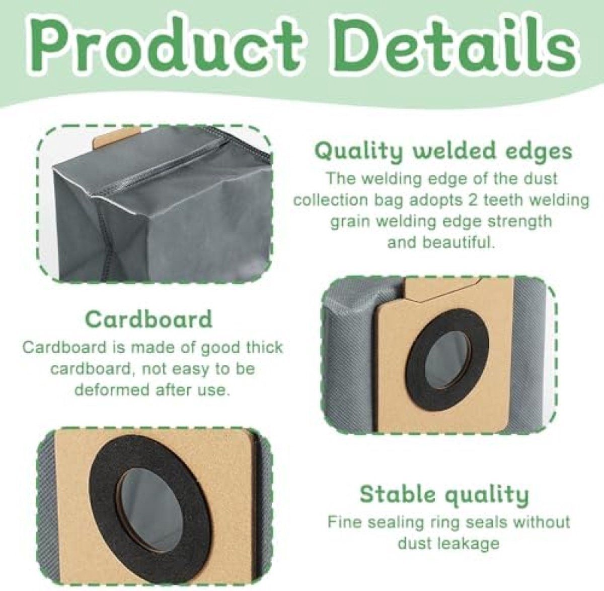 10 Pieces Vacuum Bags Compatible with Eufy Clean X8 Pro and X10 Pro Omni Robot Vacuums, Large Capacity Dust Bag Replacements — image 4