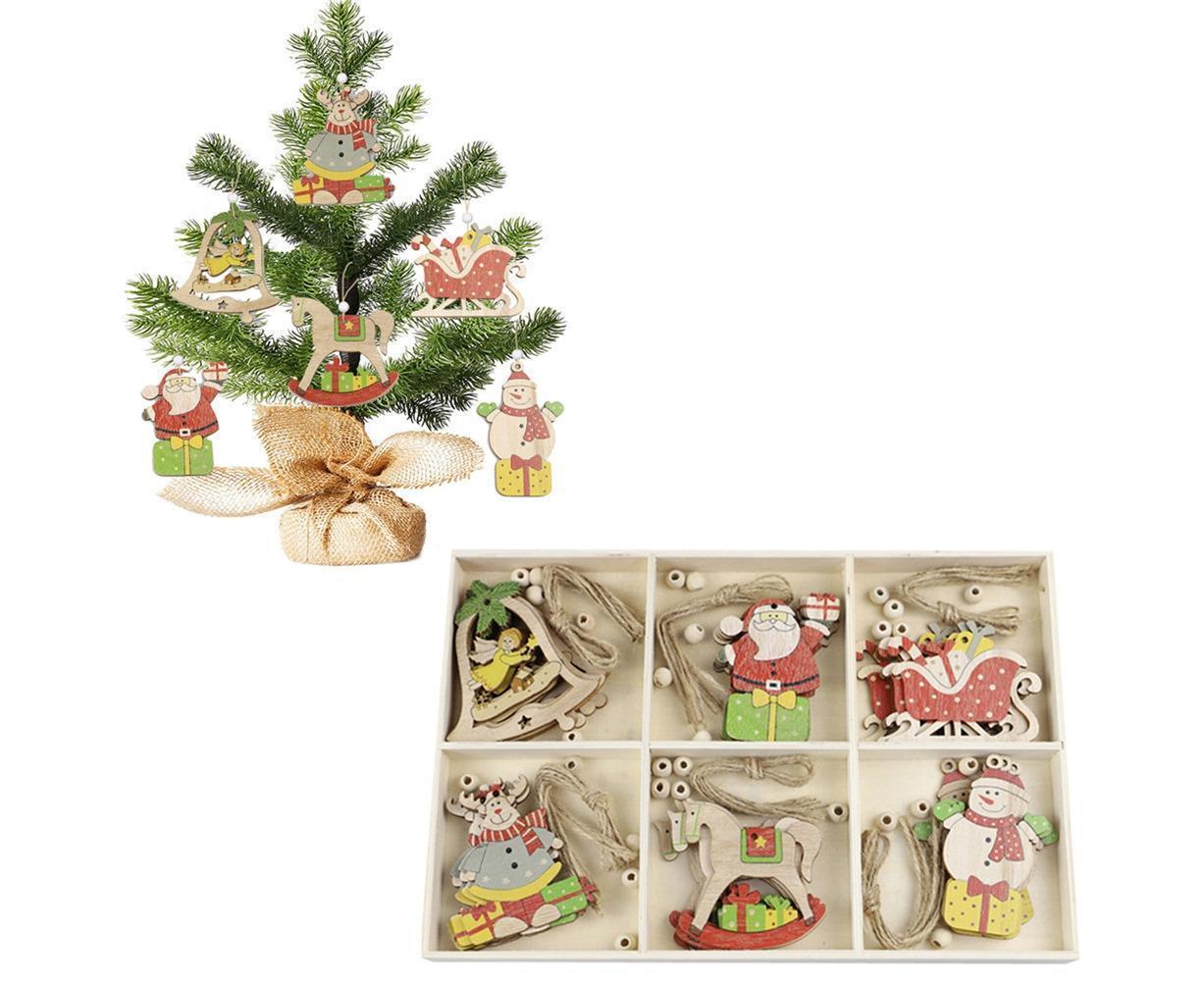 Hanging Wooden Elk Snow Christmas Pendants Ornament Xmas Tree Party Decoration-A — image 4
