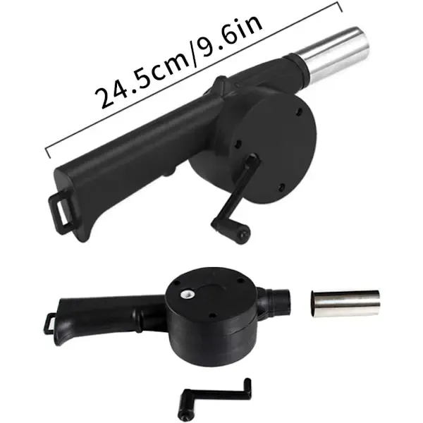 BBQ Grill Fan Hand Crank Charcoal Fire Blower Plastic Body Metal Air Outlet for Outdoor Grilling Camping Fireplace — image 2