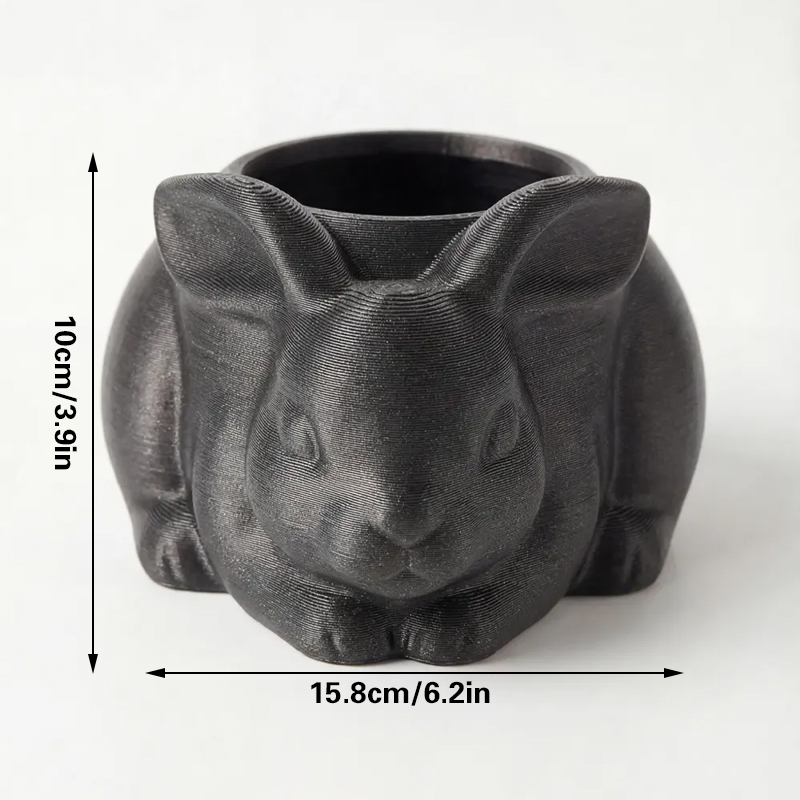 3D printed animal flower pots suitable for home and garden. Gray rabbit single piece — image 2