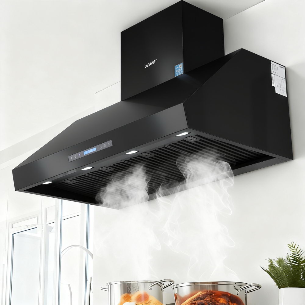 Devanti 1200mm Commercial BBQ Range Hood Dual Motor W/ Remote Control Black