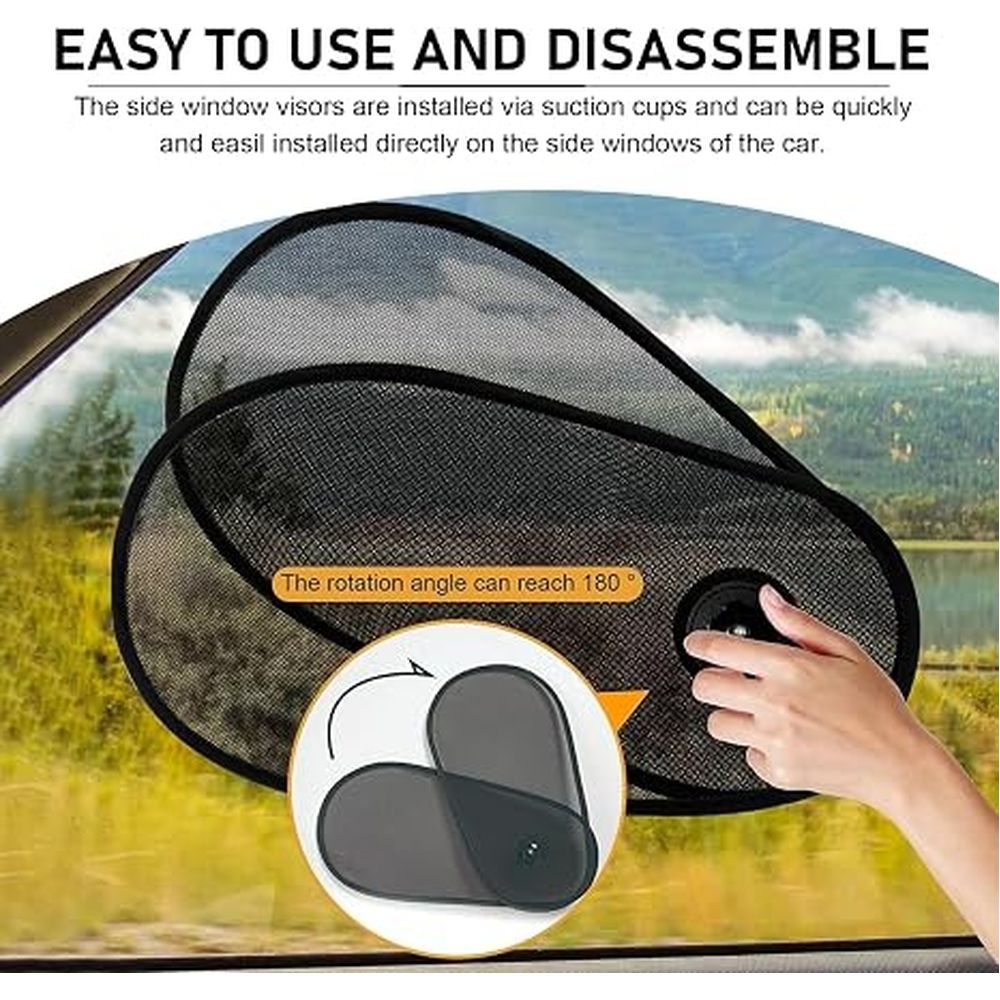 2 PCS Car Shades for Side Windows, Adjustable & Rotatable Side Window Sunshades, Safe Window Car Sun Shades, Sun Blocker, Heat & Glare Protection, Universal — image 5