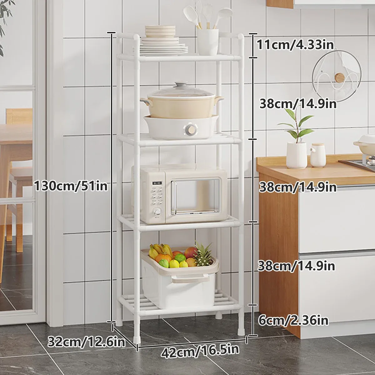 Multi-Layer Kitchen Storage Rack with Adjustable Feet and 38cm Layers โ image 3