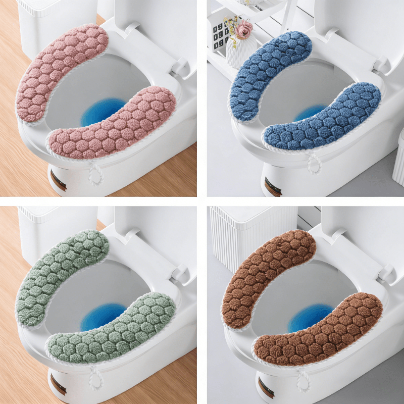 Soft Plush Toilet Seat Covers, Non-Slip Split Toilet Seat Pads with Elastic Straps and Hanging Loop, Universal Fit for Standard Household Toilets, Washable and — image 5