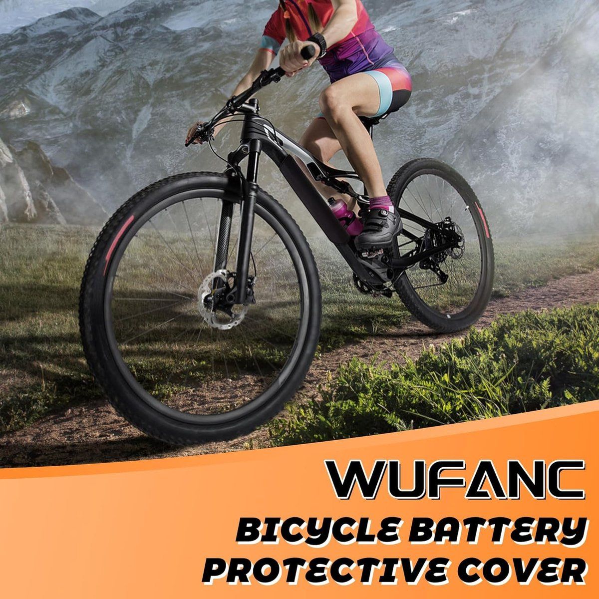 E-bike battery cover, Battery protector, Bicycle battery protective cover, Frame protector, Scooter and Motorcycle Riding, Black โ image 4