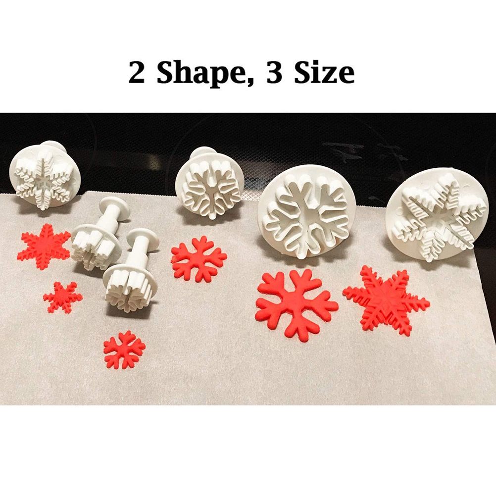 6pcs/set Food Grade Plastic Snowflake Fondant Cake Plunger Cutters Molds DIY Embossing Tools for Baking โ image 4