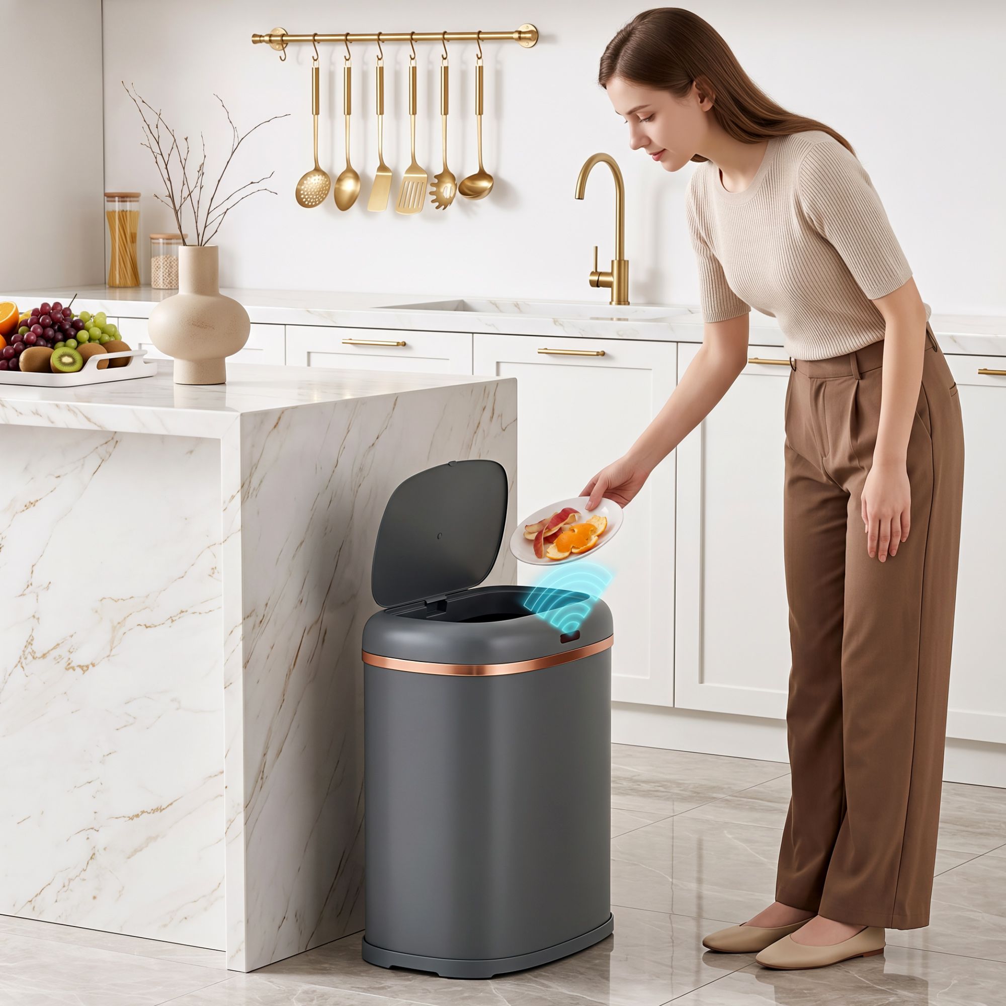 Devanti 38L Motion Sensor Bin Rubbish Automatic Grey — image 4
