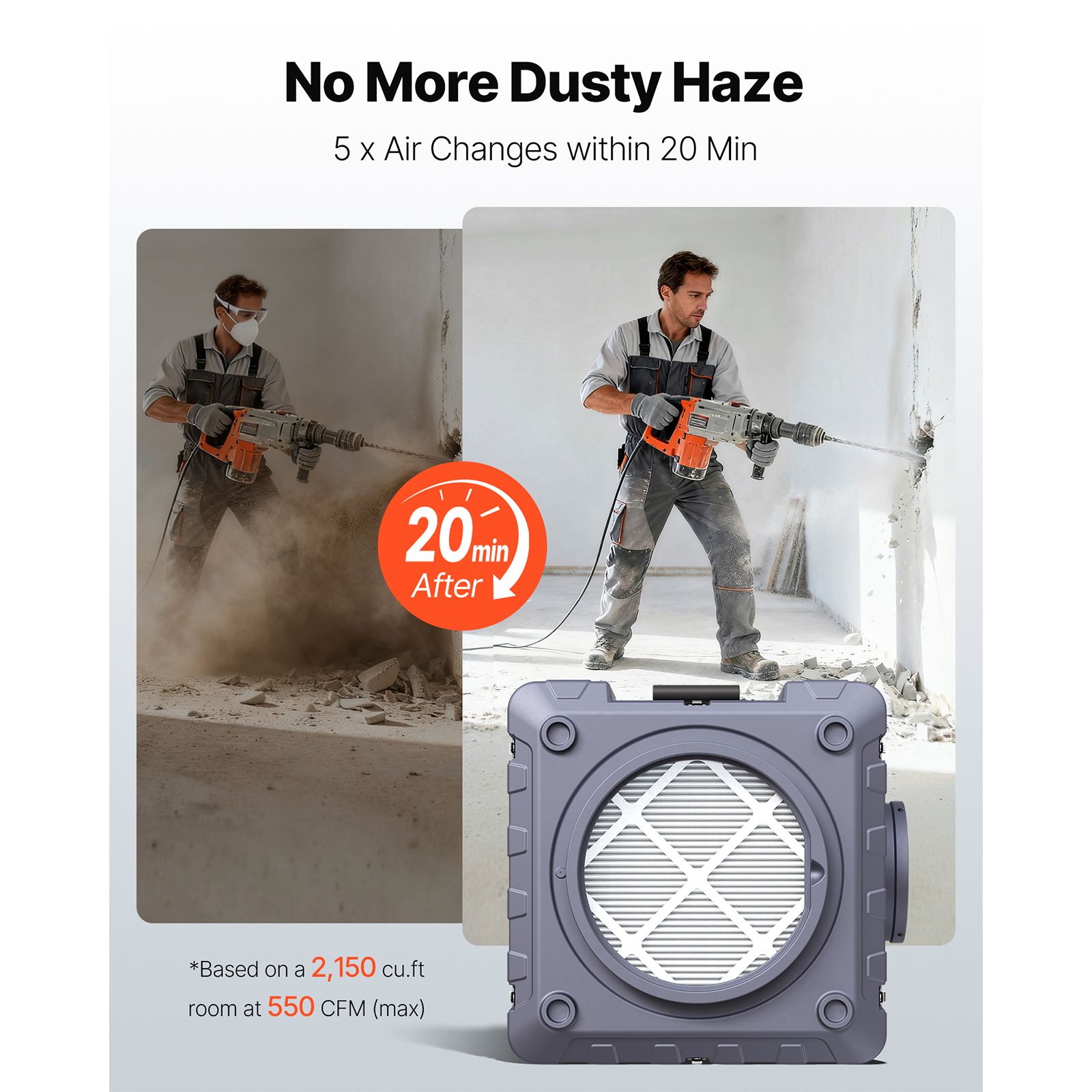 Air Scrubber with 3-Stage Filtration, Stackable Negative Air Machine 550 CFM, Air Cleaner with MERV10, Carbon, H13 HEPA, for Home, Industrial and Commercial โ image 2