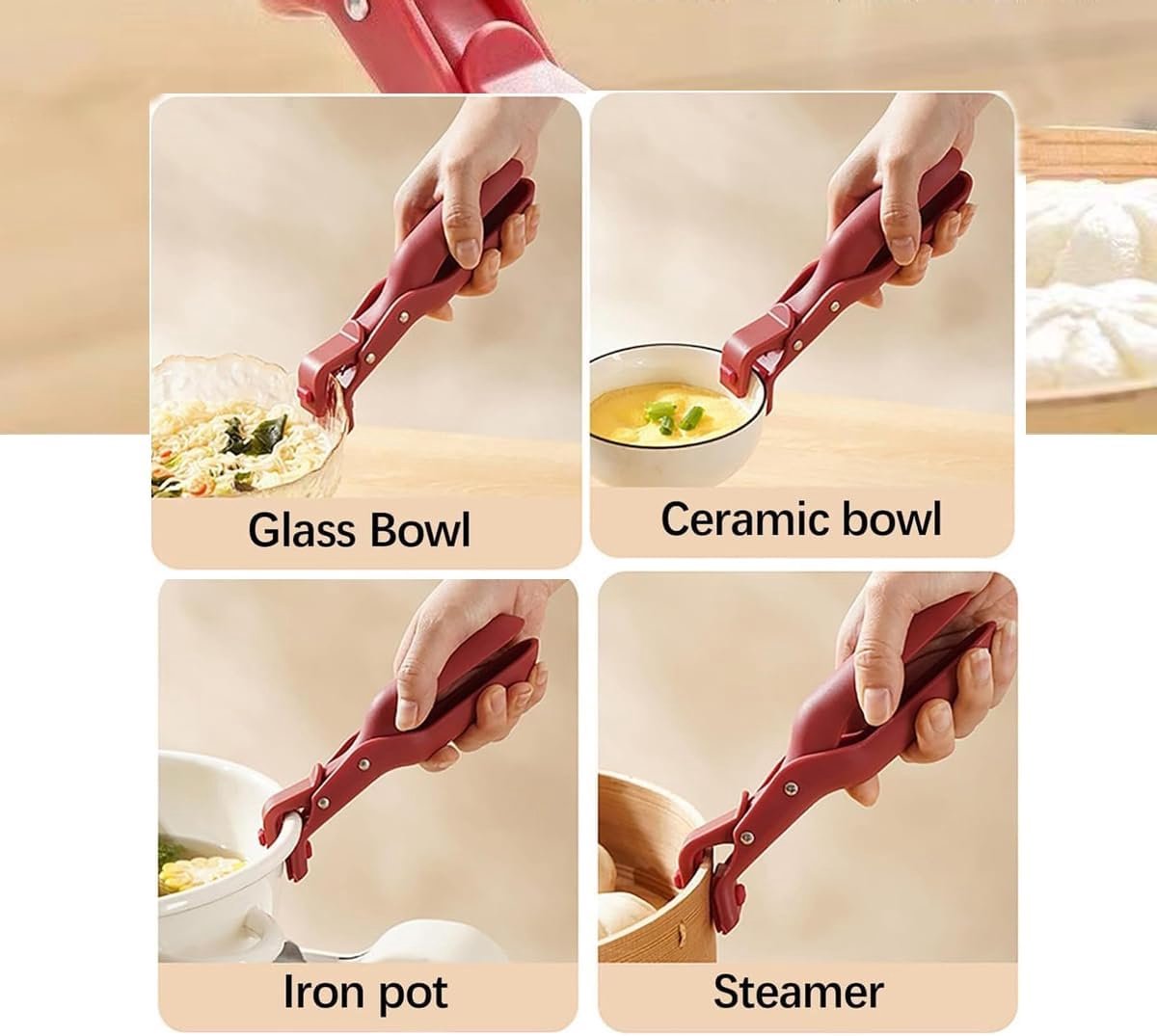 2-piece anti-burn clip for bowls - Kitchen use - Clip for hot dishes - Non-slip silicone clip for the kitchen - 2025 improved silicone clip — image 3