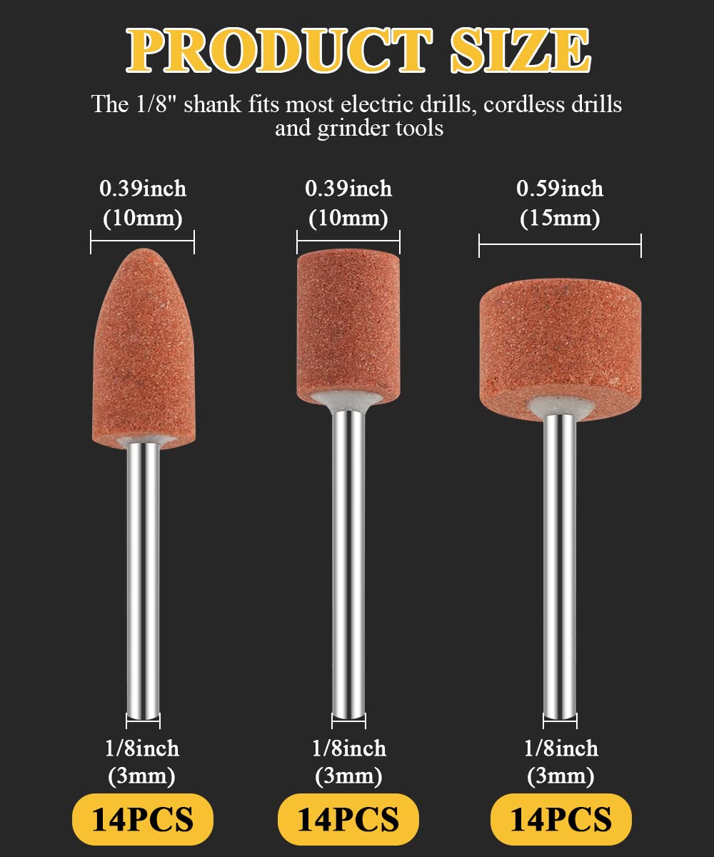 Sanding Bits for Dremel Rotary Tool, Grinding Stone Sanding Drill Bits with 1/8" Shank, Aluminium Oxide Tough Enough to Metal Rust — image 6