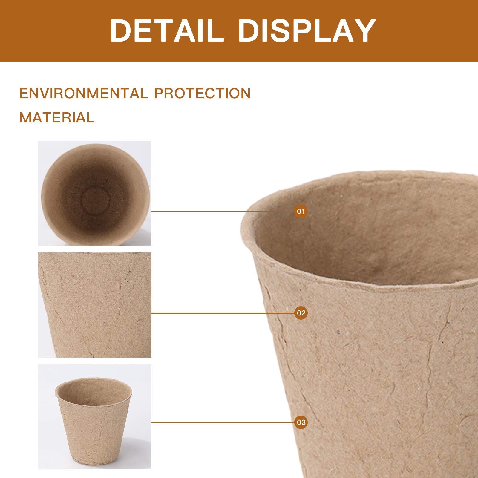 Peat Plant Pots for Plantings, Plant Starter Kit Paper Pulp Germination Planting Pots Indoor Seedling 3" Round 50Pc Solid Color โ image 5