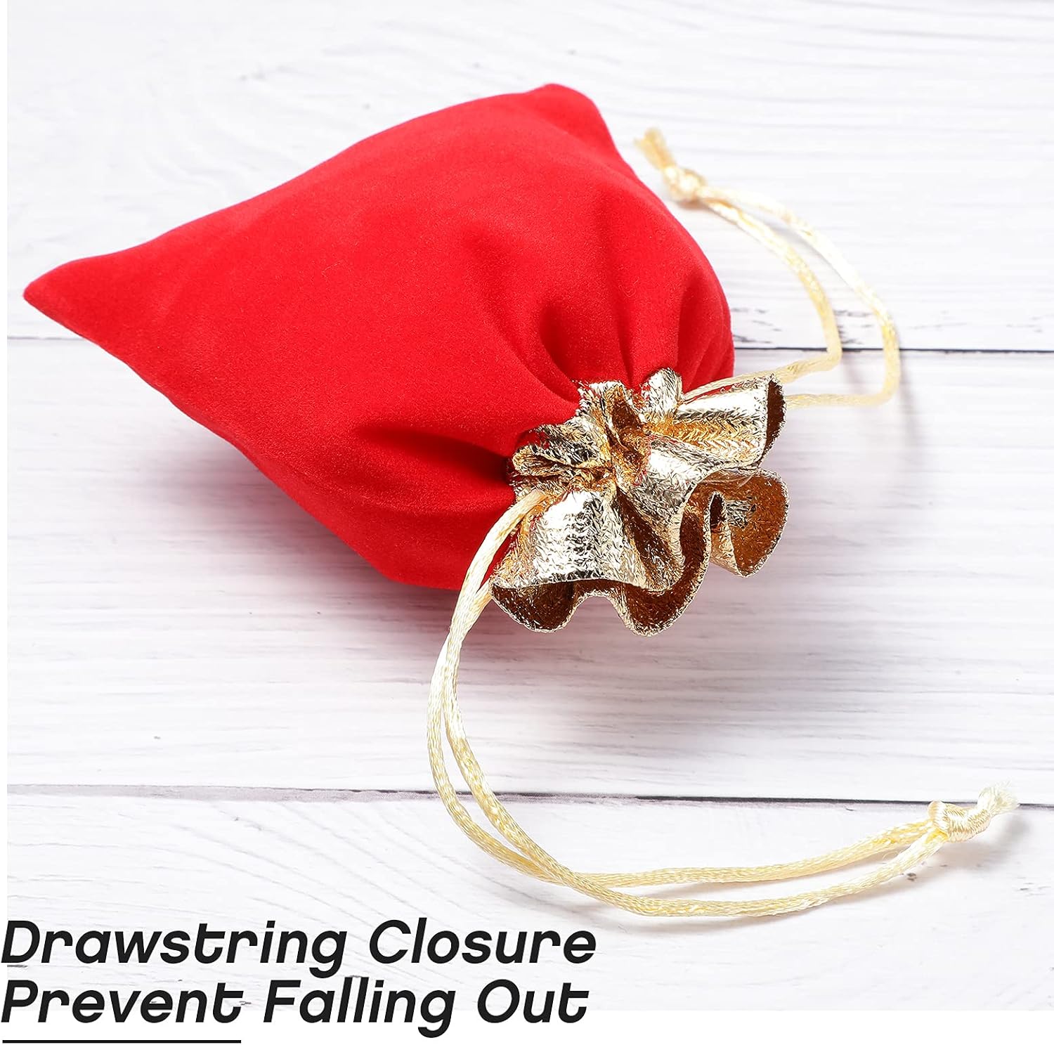 40 Pieces Christmas Velvet Jewelry Bags with Drawstrings Mini Pouches Golden Soft Velour Packaging for Candy Present Wedding(4.7 x 5.9 Inch,Red Golden) โ image 3