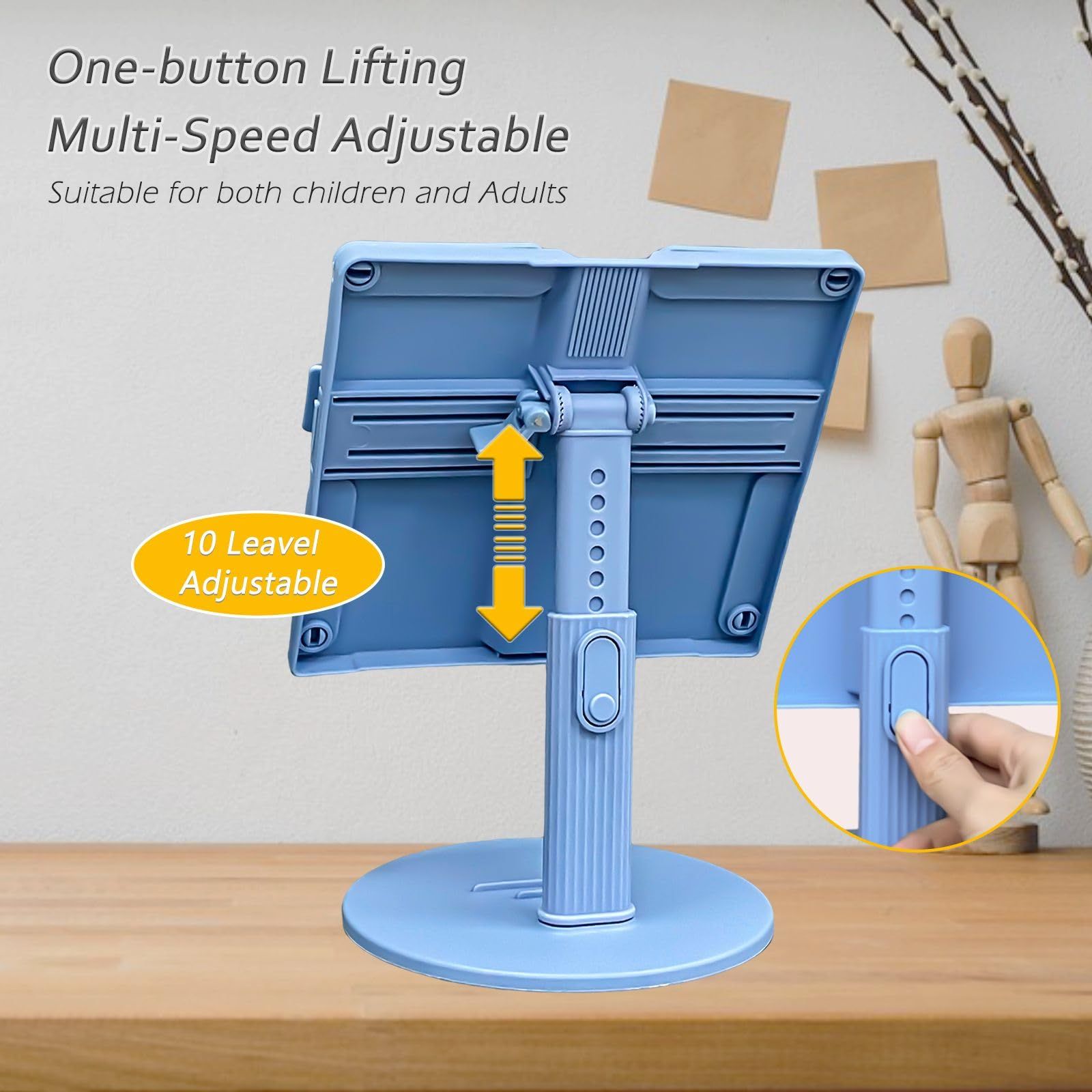 Adjustable Book Stand for Reading Foldable Book Holder Adjust Height Table Desk Book Reading Stand Holder (Blue) — image 4