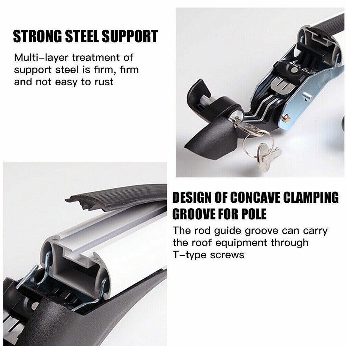 105cm Universal Car Roof Racks Carrier Adjustable Cross Bars Aluminium Alloy Lockable โ image 3