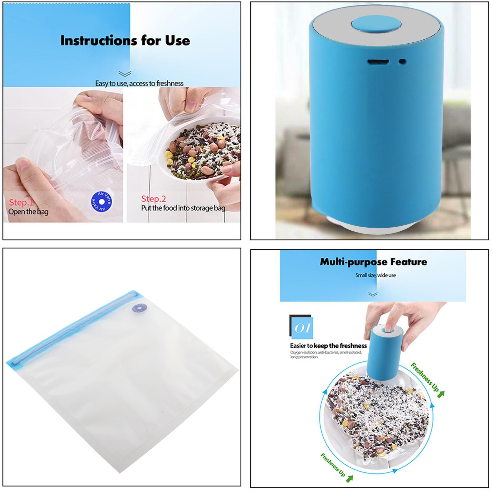 Mini Automatic Vacuum Pump Portable Vacuum Sealer Machine with Vacuum Bags for Food Kitchen and Home Use — image 4