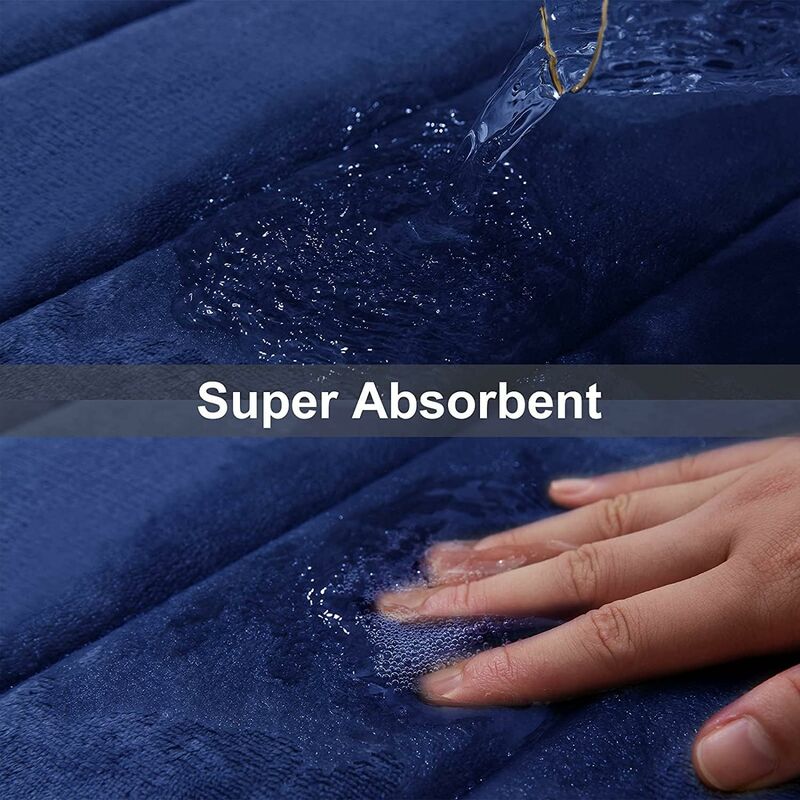 Memory Foam Bath Mat Non-Slip Backing Soft Water Absorbent Bath Mat For Toilet Bathroom, Memory Foam, Navy Blue, 50 X — image 3