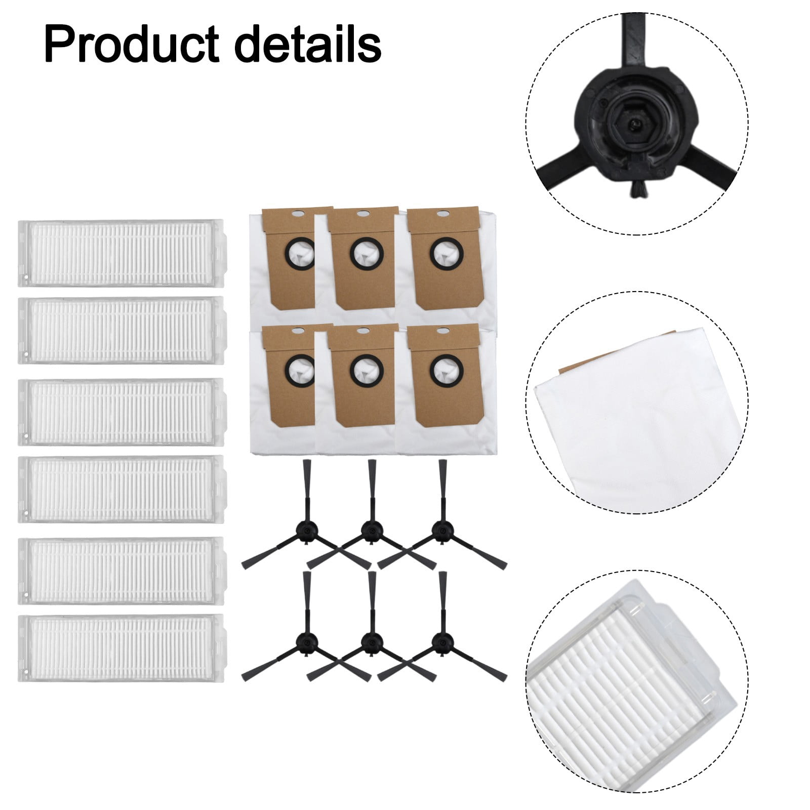 Cecotec Conga 13090 Spin Revol Home Vacuum Filter Dust Bag Side Brush Replacement Kit With 6 Filters 6 Bags 6 Brushes For Efficient Cleaning — image 4