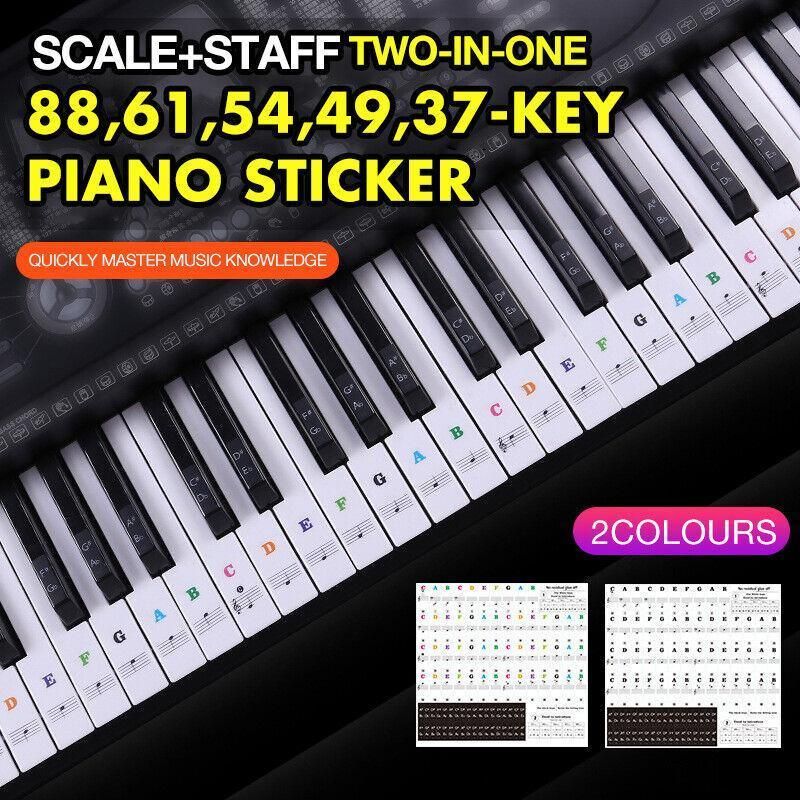 Transparent Keyboard Piano Stickers 88/61/54/49/37 Keys Sticker Note For Learner - Colourful — image 2