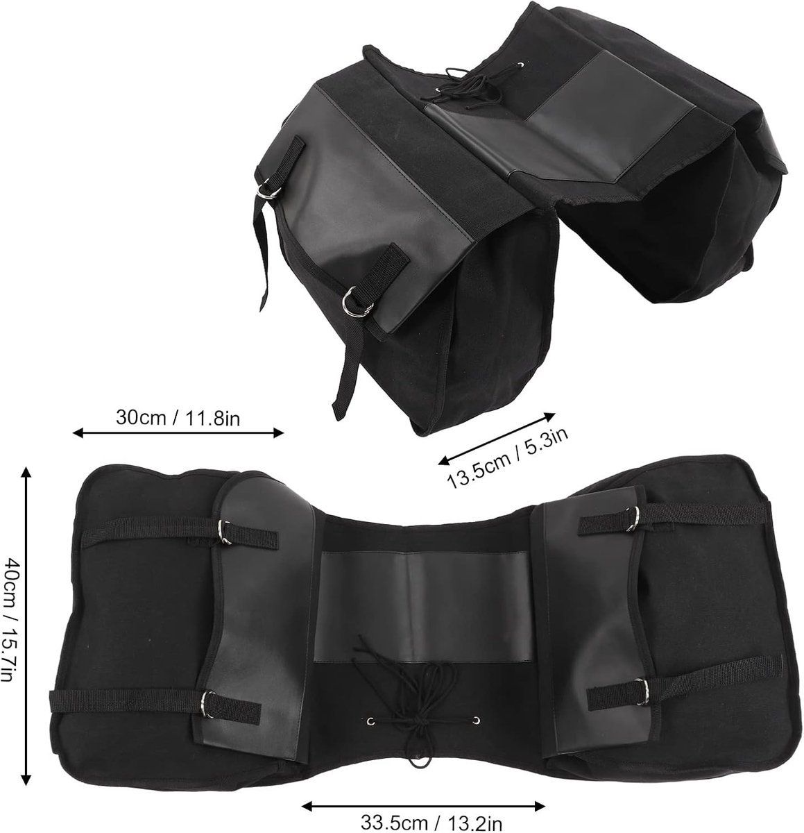 Double Bicycle Pannier Bags, Large Capacity Rear Carrier Bags with Zipper Pockets for Commuting and Mountain Biking, Black, 40 x 30 cm โ image 5