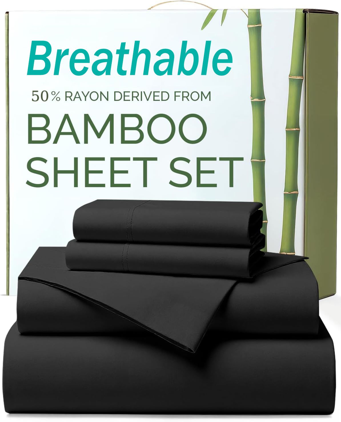 4 Piece Ultra Soft Bamboo Breathable Sheet Set -Hotel 2000TC Breathable Bed Sheets Set with 37 Centimetre Deep Pocket-Breathable Sheets for Hot