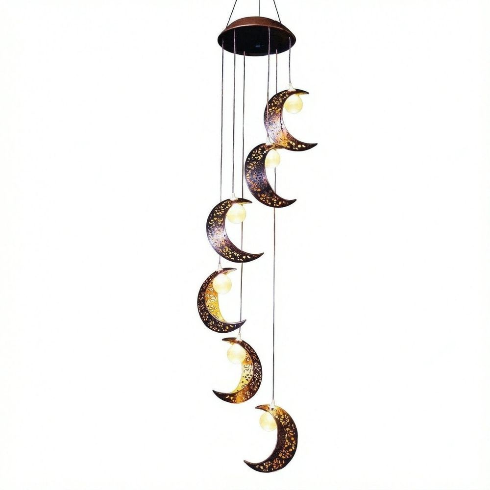 Solar Moon Wind Chimes Outdoor Solar Lights Windchimes Waterproof Hanging Decorations Gifts for Garden