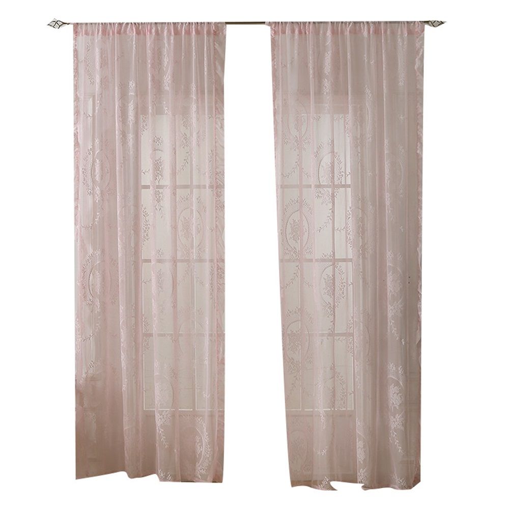 Light Pink Lace Curtains 78 Inches Long 2 Panels Romantic Flower Sheer Curtains for Living Room Bedroom Cute Decor Rod Pocket Light Filtering Lace Window
