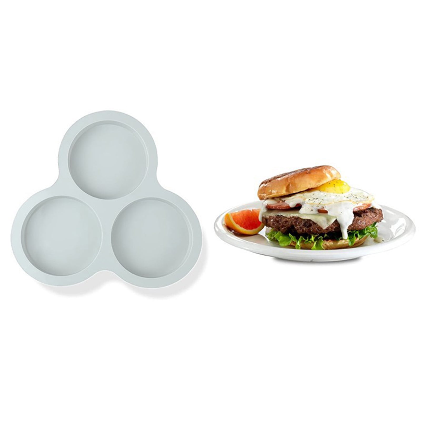 1 Pcs Silicone Egg Cups for Air Fryer,3-Cavity Cupcake Baking Tray,Round Silicone Baking Tools,Round Silicone Ramekins,for Sandwiches,Non-Stick Tray for Baking — image 4