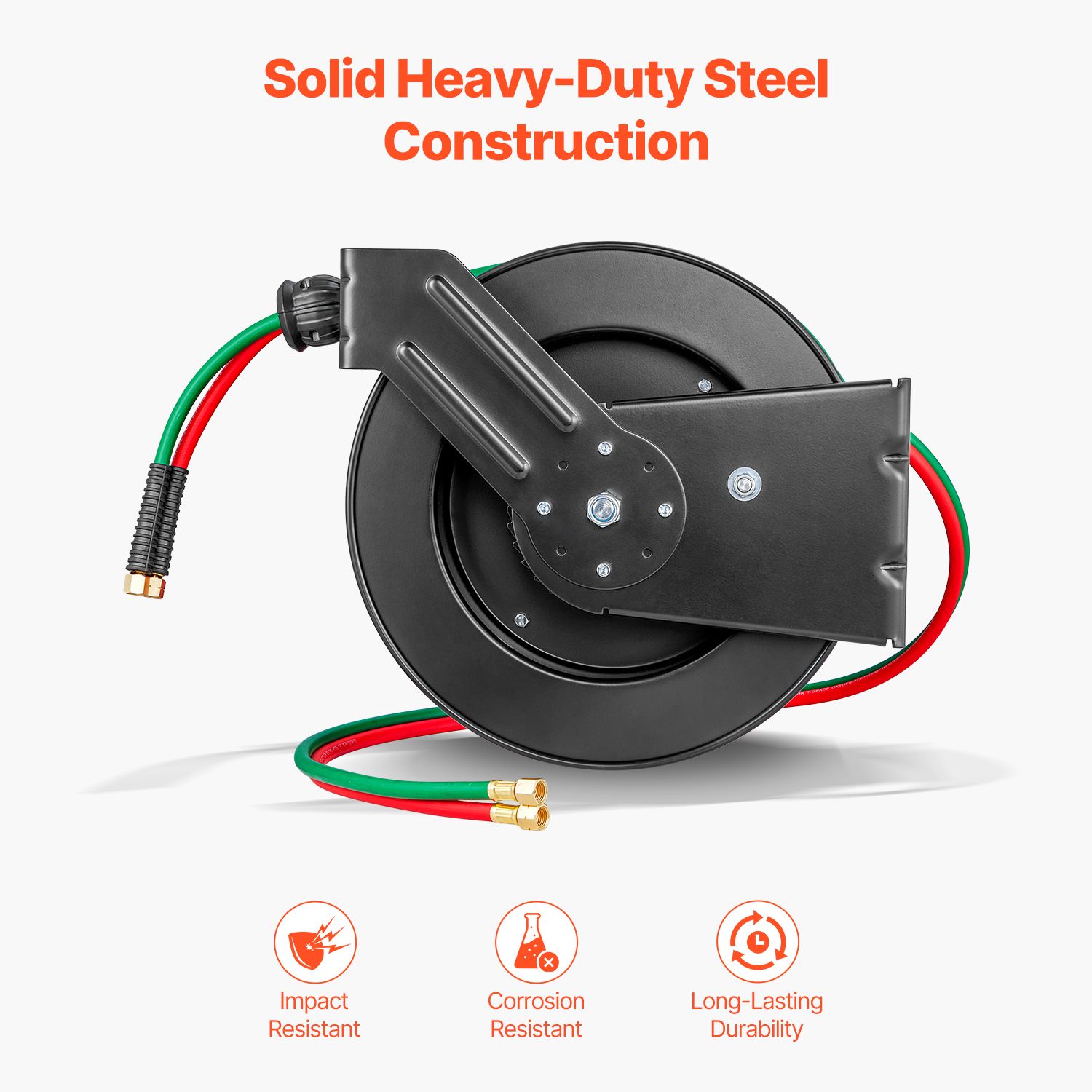 Retractable Welding Hose Reel 1/4 in x 50FT Oxygen Acetylene Rubber Hose R Grade — image 5